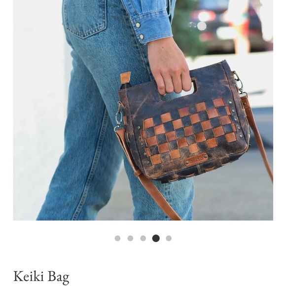 Bed Stu Keiki Brown and Tan Checkered Crossbody Bag - Picture 7 of 11